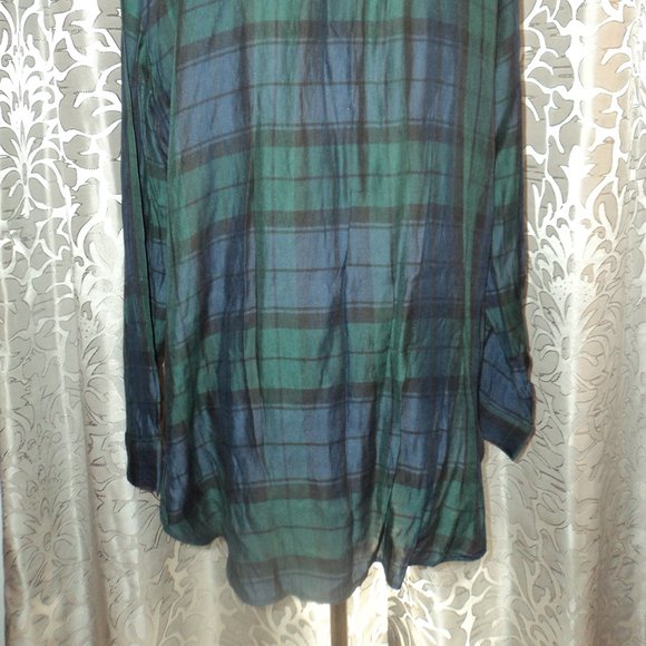 Green and Blue Tartan Plaid Style Blouse/Tunic - Picture 6 of 6